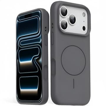 GS Silikonski ovitek za iPhone 17 Pro Max - združljiv z MagSafe, odporen proti udarcem, siv