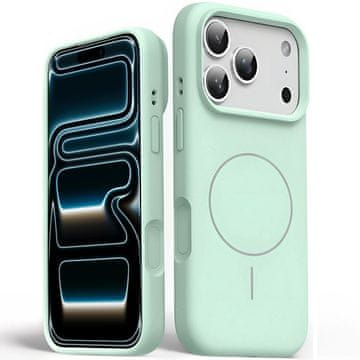 GS Silikonski ovitek za iPhone 17 Pro Max - združljiv z MagSafe, odporen proti udarcem, zelen