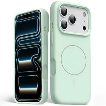 GS Silikonski ovitek za iPhone 17 Pro - združljiv z MagSafe, odporen proti udarcem, zelen