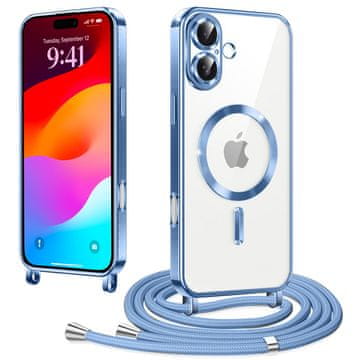 Overboard Ovitek za iPhone 17, Electro MagSafe, moder + vrvica za vstavljanje