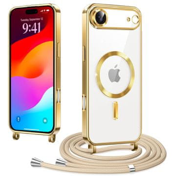 Overboard Ovitek za iPhone Air, Electro MagSafe, zlat + vrvica za vstavljanje
