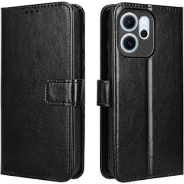 GS Preklopni ovitek za Oppo Reno 14 F / 14 FS, denarnica Crazy Horse, črna