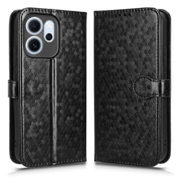 GS Preklopni ovitek za Oppo Reno 14 F / 14 FS, denarnica v obliki rombov, črna