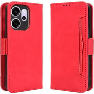 GS Preklopni ovitek za Oppo Reno 14 F / 14 FS, reža za kartico, rdeč