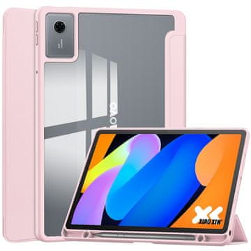 GS Ovitek s prozorno hrbtno stranjo in držalom za pisalo za Lenovo Idea Tab 11" / Tab K11 11" (2. generacija), roza