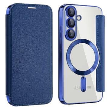 GS Ovitek za Samsung Galaxy A17 5G z zapiranjem, denarnica RFID MagSafe, prozoren / temno moder