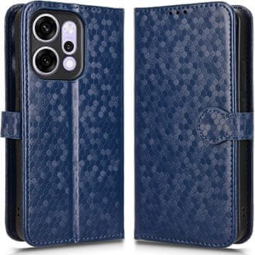 GS Ovitek za Oppo Reno 14 z naslonom, denarnica v obliki rombov, moder