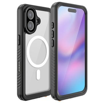 Vodoodporni ovitek IP68 za iPhone 17, rdeča paprika, za MagSafe, prozoren s črnim okvirjem
