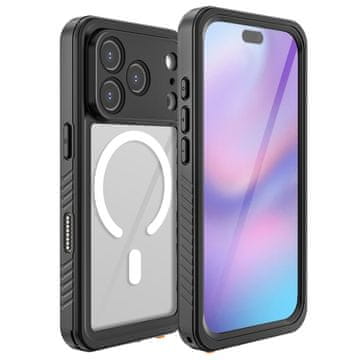 Vodoodporni ovitek IP68 za iPhone 17 Pro, rdeča paprika, za MagSafe, prozoren s črnim okvirjem
