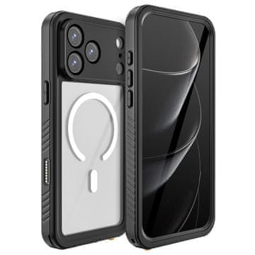 Vodoodporni ovitek IP68 za iPhone 17 Pro Max, rdeča paprika, za MagSafe, prozoren s črnim okvirjem
