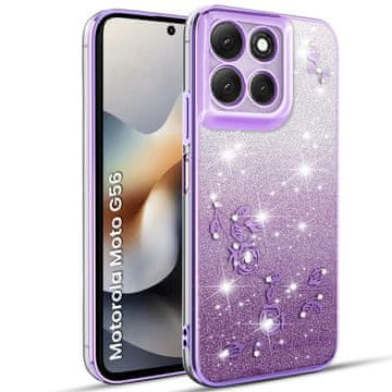 GS Ovitek za Motorola Moto G56 5G, bleščeč cvet, vijoličen