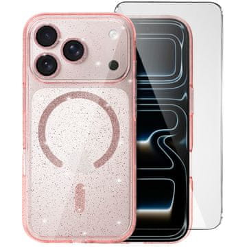 Overboard Ovitek za iPhone 17 Pro Max, Bleščeč MagSafe, Roza + Steklo