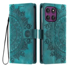 GS Ovitek denarnica s cvetličnim vzorcem za Motorola Moto G56 5G - zelen