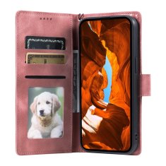 GS Ovitek denarnica s cvetličnim vzorcem za Motorola Moto G56 5G - roza zlat