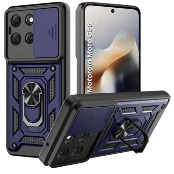 GS Oklepni ovitek za Motorola Moto G56 5G, CamShield Slide, moder