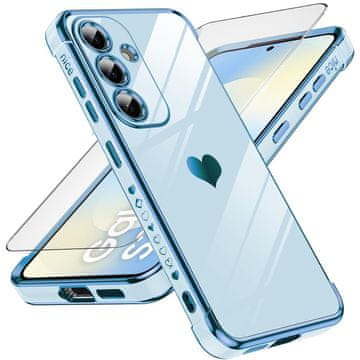 GS Komplet ovitkov za Samsung Galaxy S25 FE, elektro srce, moder + zaščita za zaslon