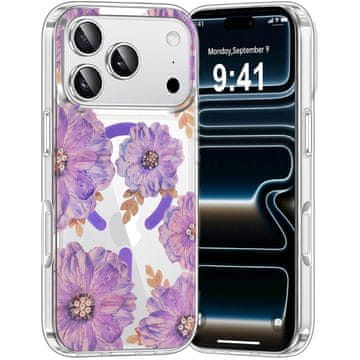 GS Ovitek za iPhone 17 Pro, Laser Flower, za MagSafe, vijoličen