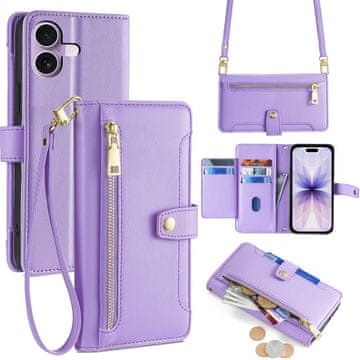 GS Ovitek za iPhone 17 z zadrgo, denarnica, vijoličen