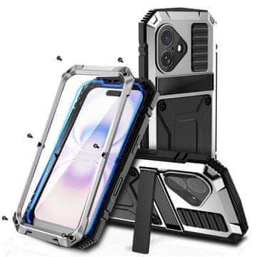 JUST Ovitek za iPhone 17 z vgrajeno zaščito zaslona - srebrn
