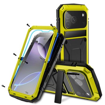 JUST Ovitek za iPhone 17 Pro Max z vgrajeno zaščito zaslona - rumen
