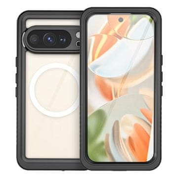 Vodoodporno ohišje IP68 za Google Pixel 10 Pro, rdeča paprika, za MagSafe, prozorno s črnim okvirjem
