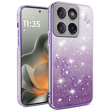 GS Ovitek za Motorola Edge 70, bleščeč cvet, vijoličen