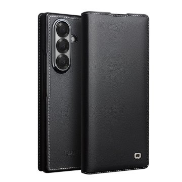 Usnjen ovitek za Samsung Galaxy Z Fold7, črn