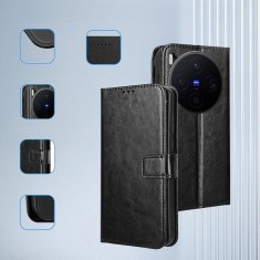GS Ovitek denarnica Crazy Horse za Vivo X300, črn