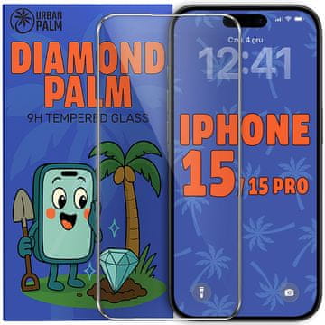 Kaljeno steklo Diamond Palm za iPhone 15/15 Pro