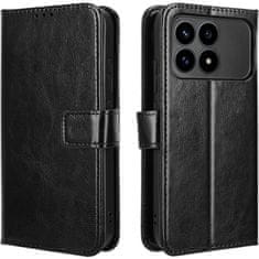 GS Ovitek za Xiaomi Poco F8 Pro, denarnica Crazy Horse, črna
