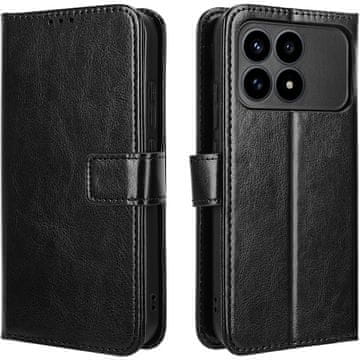 GS Ovitek za Xiaomi Poco F8 Pro, denarnica Crazy Horse, črna