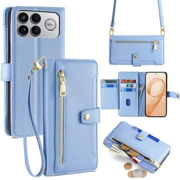 GS Ovitek za Xiaomi Poco F8 Ultra, denarnica z zadrgo, moder