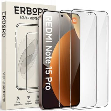 Overboard 2x kaljeno steklo za Xiaomi Redmi Note 15 Pro 5G, 9H trdo steklo, hitro