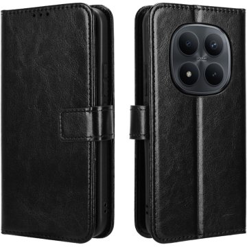 GS Ovitek s preklopom za Xiaomi Redmi Note 15 Pro Plus 5G / Poco M8 Pro 5G, denarnica Crazy Horse, črna
