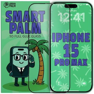 5D Full Glue Smart Palm kaljeno steklo za iPhone 15 Pro Max