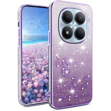 GS Ovitek za Xiaomi Redmi Note 15 Pro 5G, bleščeč cvet, vijoličen