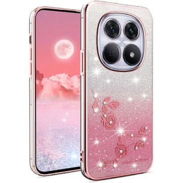 GS Ovitek za Xiaomi Redmi Note 15 Pro Plus 5G / Poco M8 Pro 5G, bleščeč cvet, roza