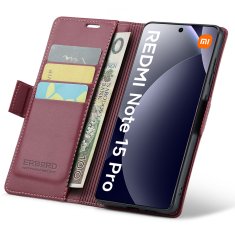 Overboard Ovitek za Xiaomi Redmi Note 15 Pro 4G, sijajni liči, denarnica s preklopom, rdeč