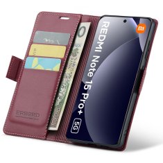 Overboard Ovitek za Xiaomi Redmi Note 15 Pro Plus 5G / Poco M8 Pro 5G, sijajni liči, denarnica s preklopom, rdeča