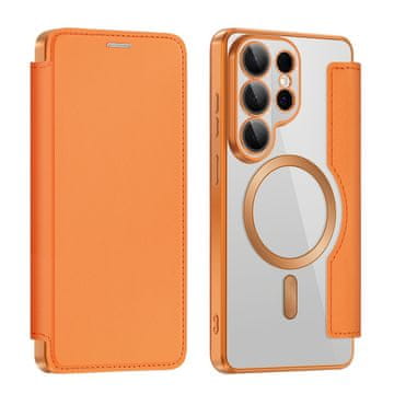 GS Ovitek za Samsung Galaxy S26 Ultra z naslonom, RFID denarnica MagSafe z zaščito kamere, oranžen