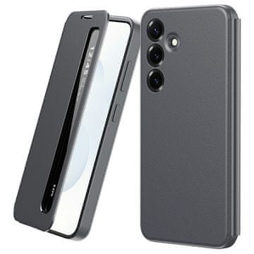 GS Usnjen ovitek Smart View z oknom za Samsung Galaxy S25 FE, siv