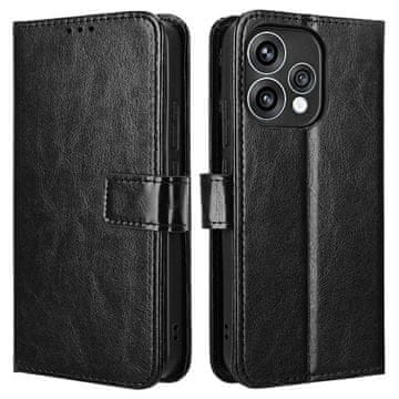 GS Preklopni ovitek za Oppo Reno 15, denarnica Crazy Horse, črna
