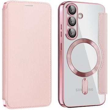 GS Ovitek za Samsung Galaxy A37 5G z RFID denarnico MagSafe z zaščito kamere, roza