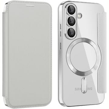 GS Ovitek za Samsung Galaxy A37 5G z RFID denarnico MagSafe z zaščito kamere, srebrn