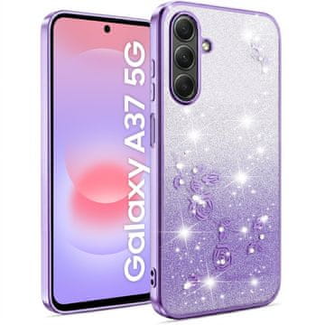 GS Ovitek za Samsung Galaxy A37 5G, bleščeč cvet, vijoličen
