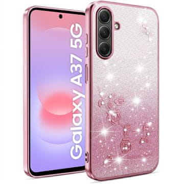 GS Ovitek za Samsung Galaxy A37 5G, bleščeč cvet, roza