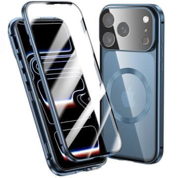 GS Ovitek za iPhone 17 Pro, dvojno magnetno steklo, za MagSafe, moder