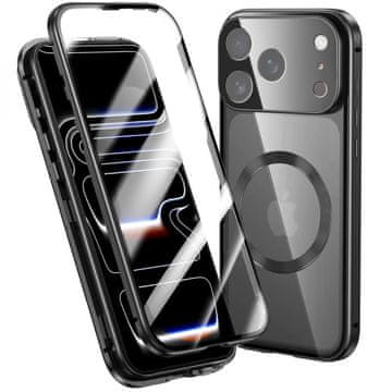 GS Ovitek za iPhone 17 Pro, dvojno magnetno steklo, za MagSafe, črn