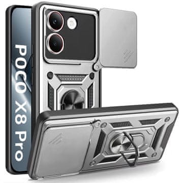 GS Oklepni ovitek za Xiaomi Poco X8 Pro, CamShield Slide, srebrn