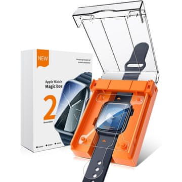 Overboard 2x Zaščitna folija za Apple Watch SE 3/SE 2/SE/6/5/4 44 mm, z okvirjem za montažo, prozorna